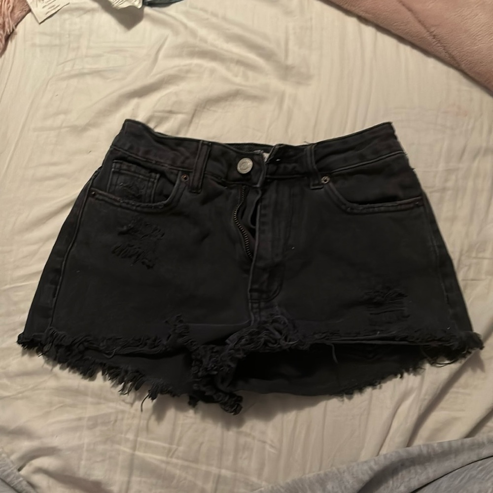 black denim shorts